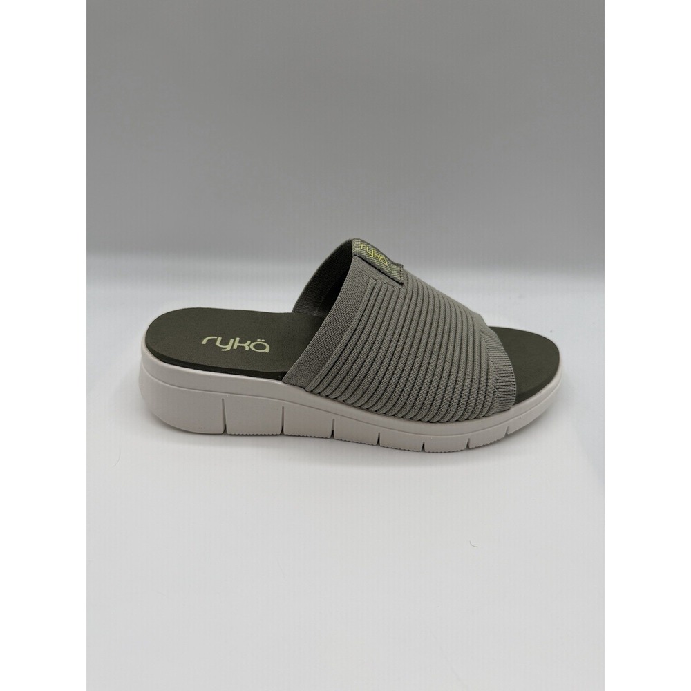 Ryka Epic Slide Sandals,Women's 6 M,Abbey Green,Textured Fabric Upper, NIB